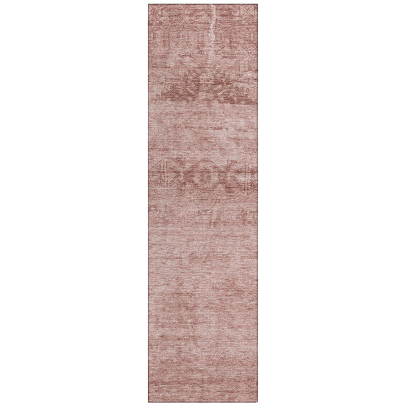Charix Pink Washable Indoor-Outdoor Rug - LOOMLAN, 2'3" x 7'6"
