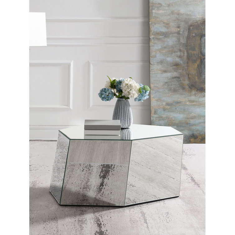 Mirrored Abstract Geometric Coffee Table Silver