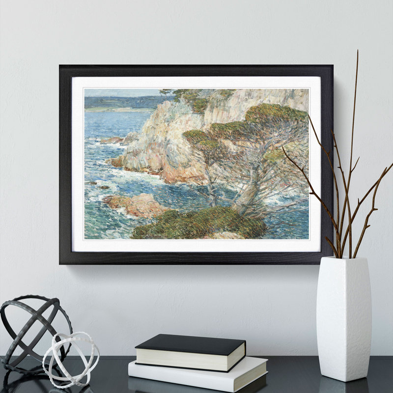 Point Lobos by Childe Hassam - Picture Frame Painting, 48cm H x 65cm W x 2cm D, Black Framed