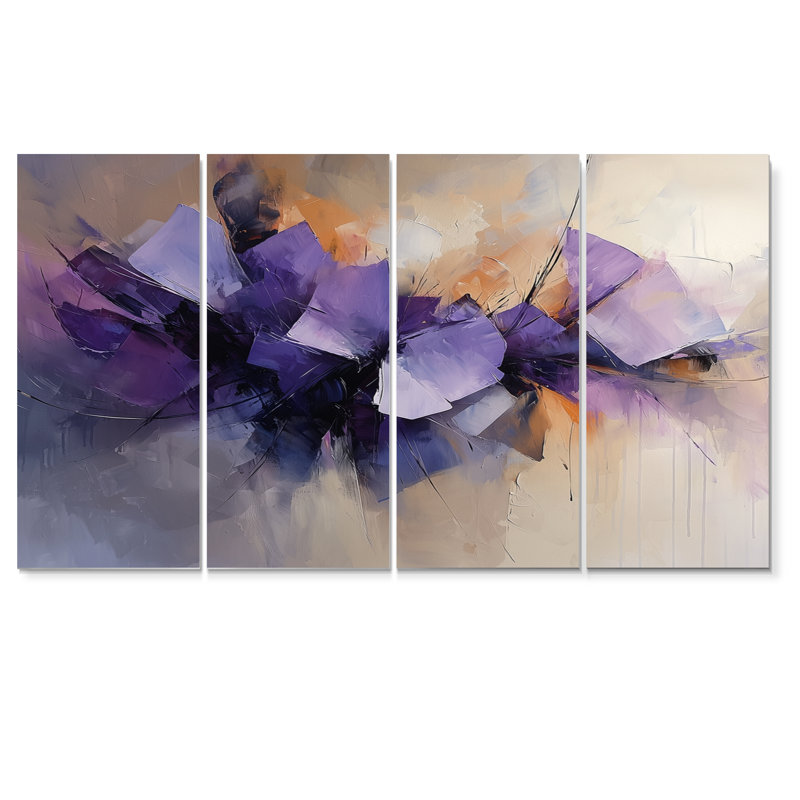 Velours couronne de lavande, peinture abstraite III - décoration murale abstraite - art mural moderne 4 pièces