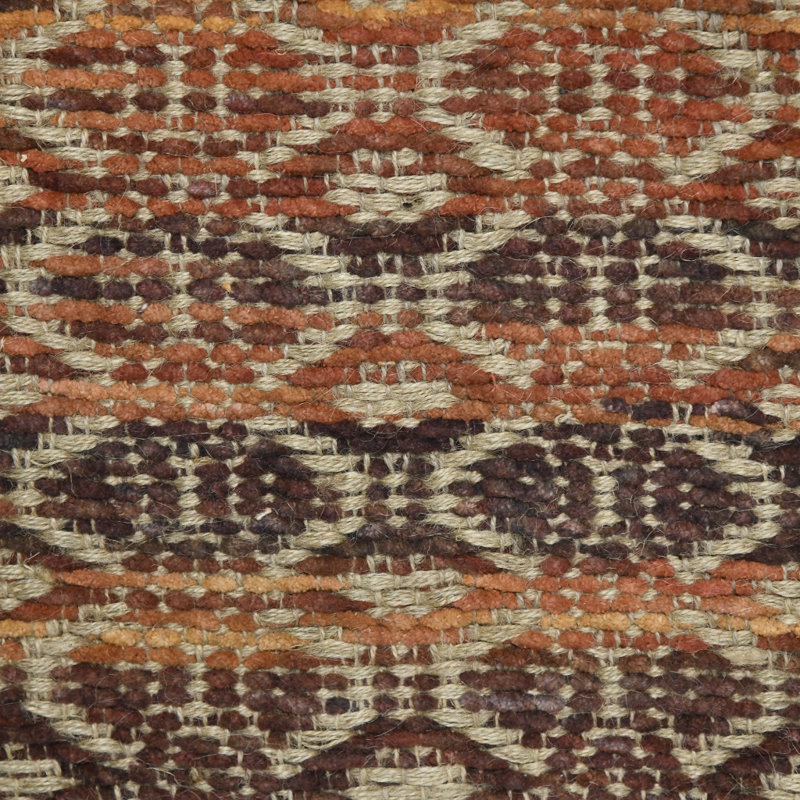 Tapis tissé à la main à motif géométrique en jute brun naturel et orange 2 pi x 3 pi