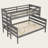 Wood Twin XL over Queen Convertible Bunk Bed with Ladder, Detachable Design, Solid Pine Frame, No Box Spring Required-2011470076