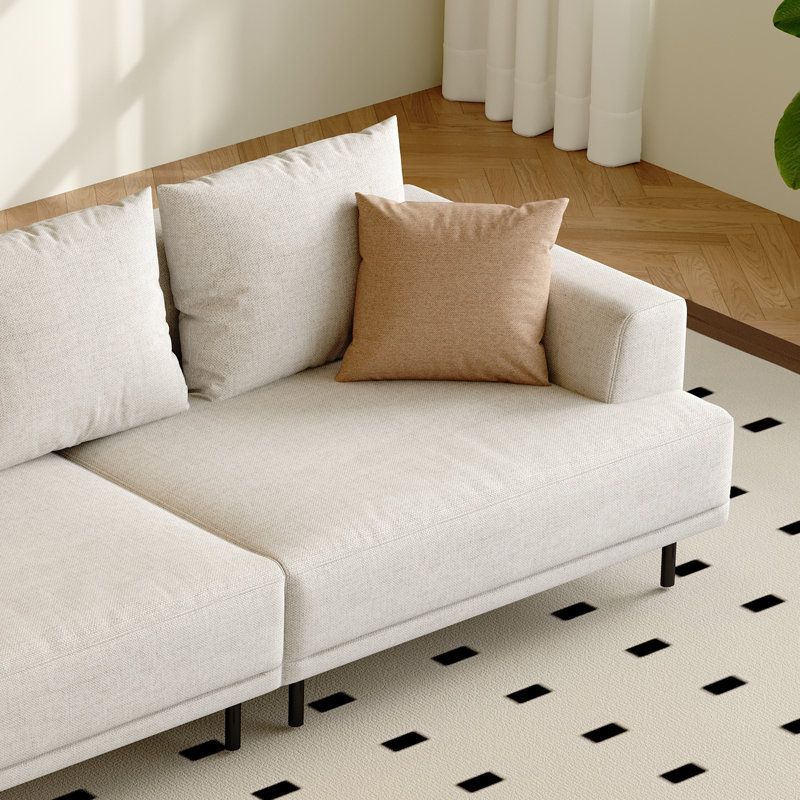 Breathable Cotton-Linen Fabric Sofa With Solid Wood Frame, High-Elastic Sponge Cushion, Comfortable Living Room Couch, 3