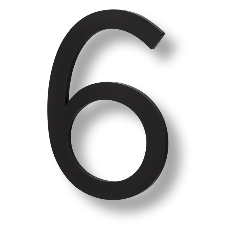 Numéro de maison flottante, 6 po, Dos plat, 6