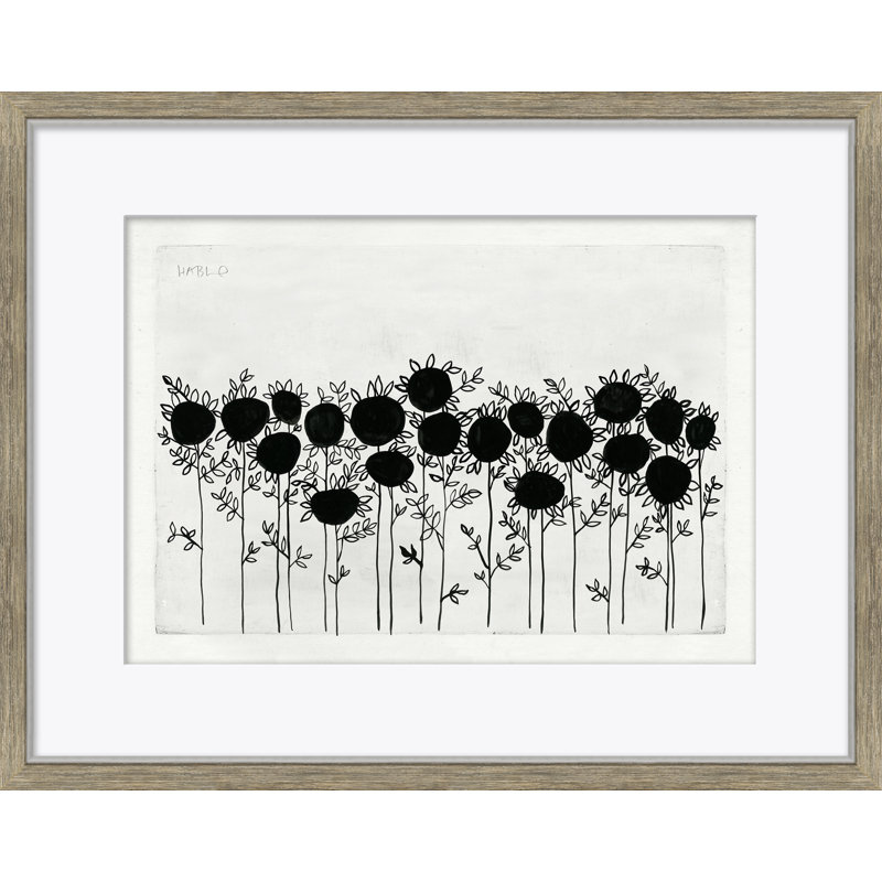 «Sunflowers» par Susan Hable - Peinture encadrée sur papier