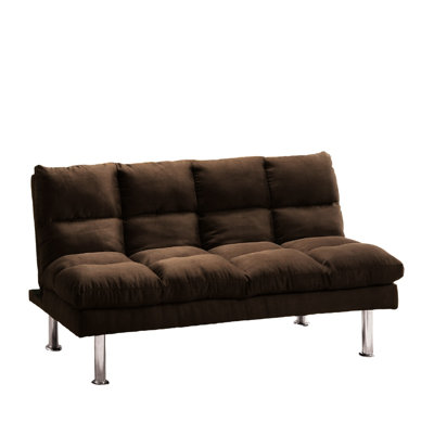 Microfiber Contemporary Futon Bed In Dark Brown, Extra Support For Modification, 67 Inches Brown With Legs And That Transforms To Bed, Width by Latitude Run