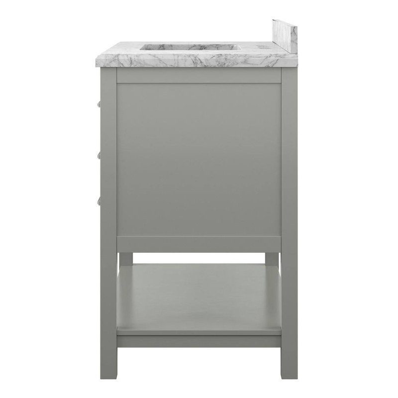Keisha 37'' Single Bathroom Vanity with Carrara Marble Top, Gray