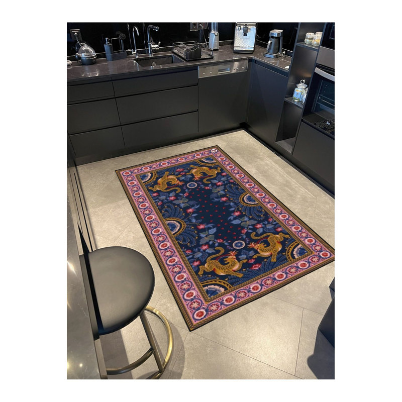 Tapis mauve lavable décoratif à motif tissé mauve, Sous-tapis carré 3 pi 3 po inclus