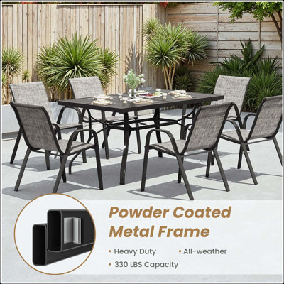 Stackable Textilene Outdoor Dining Chairs (Set of 4)