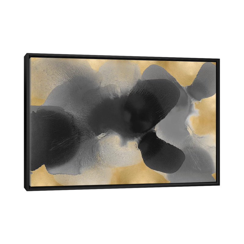 « free form on gold i », impression sur toile, H 18 po x l 26 po x P 1,5 po, Toile encadrée noire, Pas de tapis