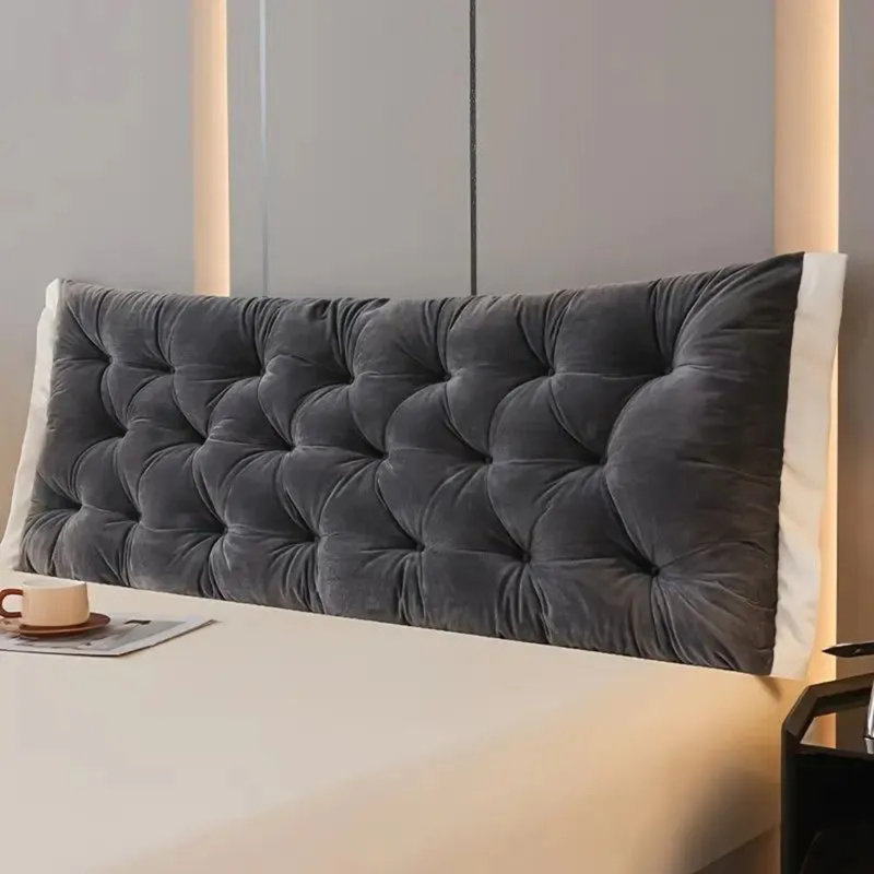 47" Wide Headboard Pillow, Adjustable Loft Natural Cotton Filling, Medium-firm Support Bed Rest Pillow With Removable Cover, 3 Color Options