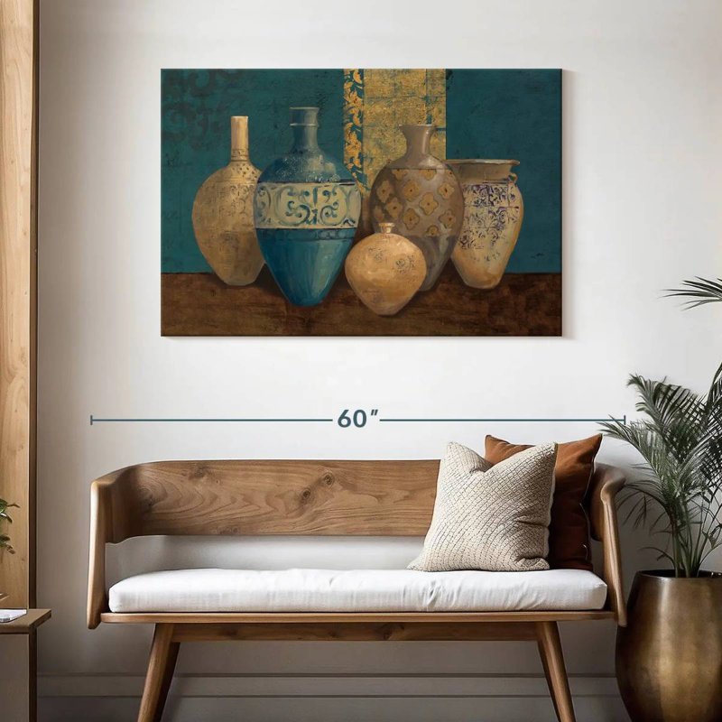 Senne Aegean Vessels On Turquoise, H 30 po x l 45 po