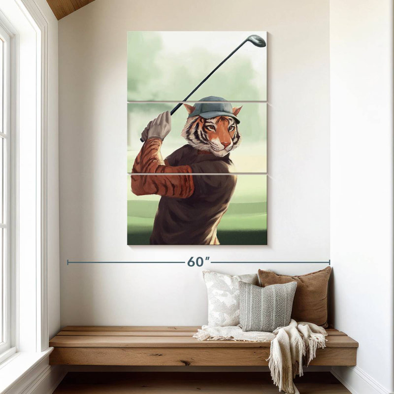 Ketti Tiger Playing Golf, 50" H x 32" W