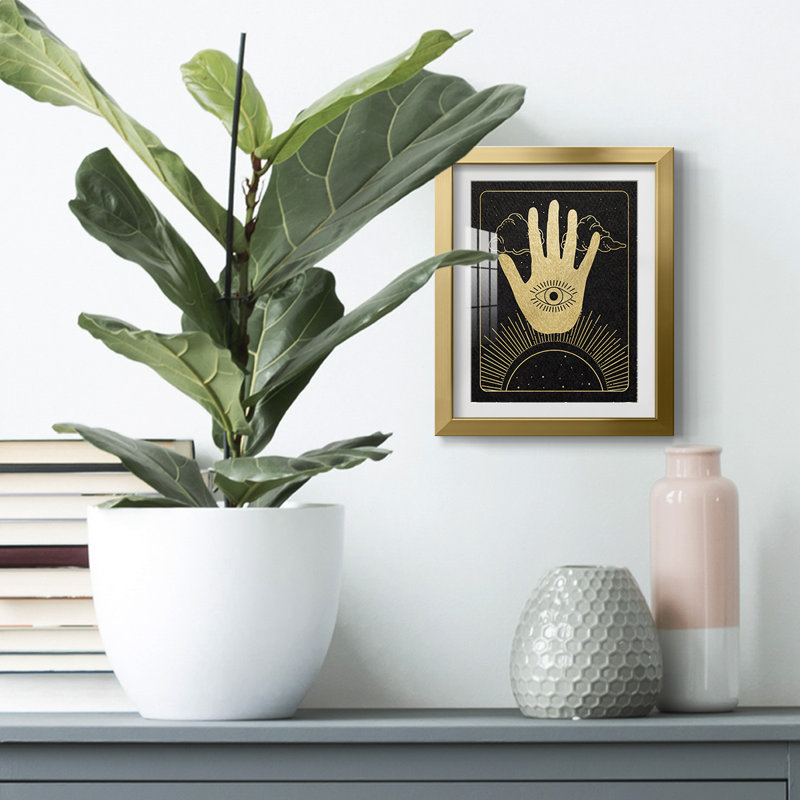 Palmier céleste - impression encadrée, H 28,5 po x l 20,5 po, Doré