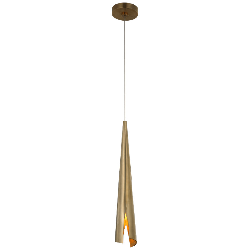 Kelly Wearstler Piel Delicate Wrapped Pendant, 164.75" H x 3.5" W x 3.5" D, Antique Burnished Brass