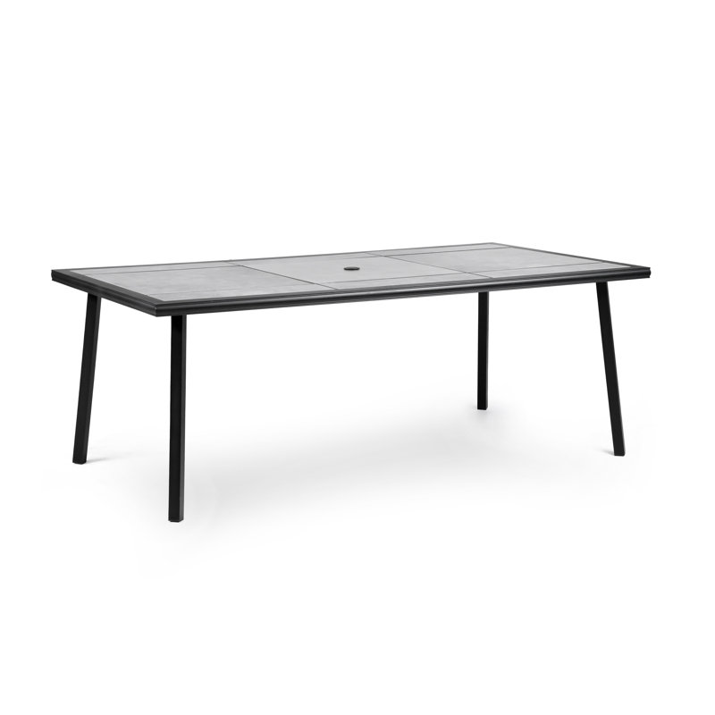 Rectangular Metal Outdoor Dining Table With Umbrella Hole , 75.5'' in. W 40'' in. D