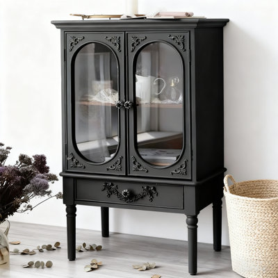 Retro White Manufactured Wood Accent Cabinet