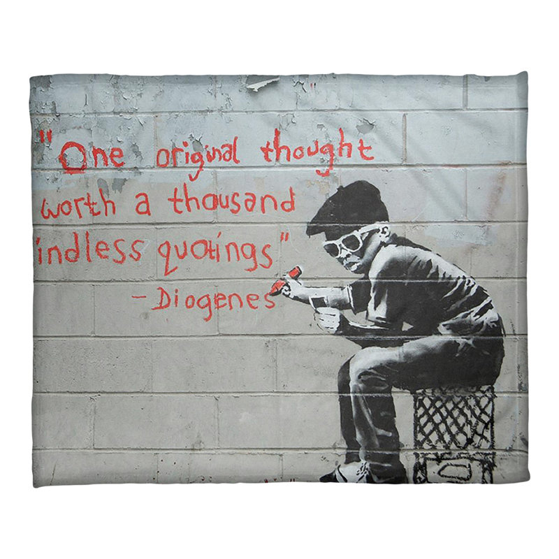 Banksy Collection One Original Thought Fleece Blanket, 30" W x 40" L