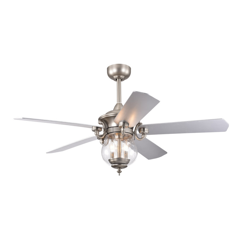 Ventilateur de plafond 52 pales standard 52 po avec télécommande et éclairage inclus, Nickel antique