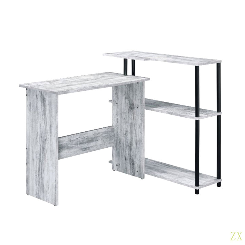 Bureau d'écriture rectangulaire avec tablette latérale, Blanc