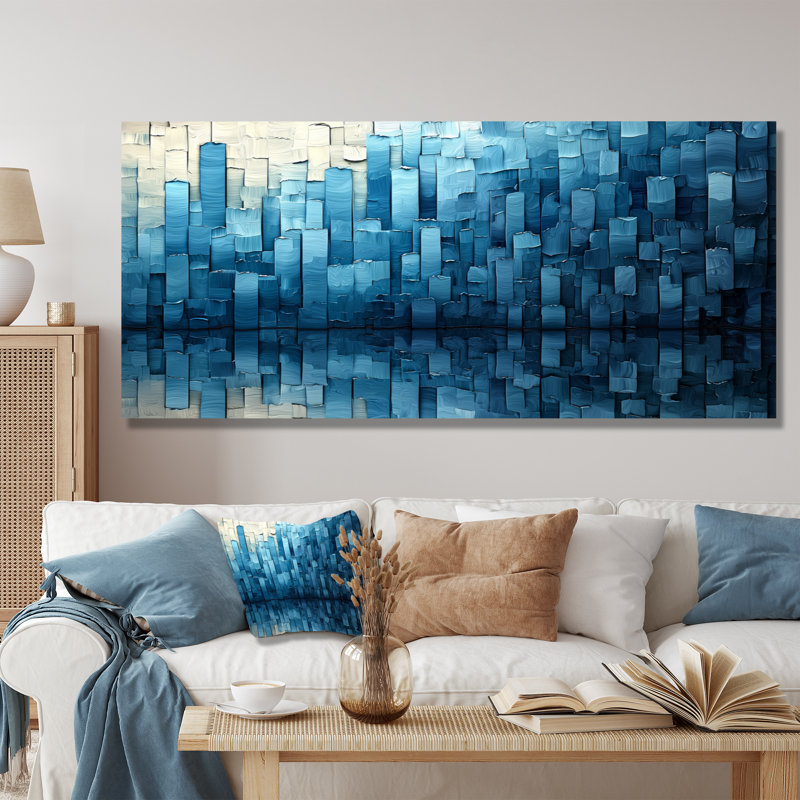 «Drip Paint» de Blue Cubic Matrix III, H 28 po x l 60 po