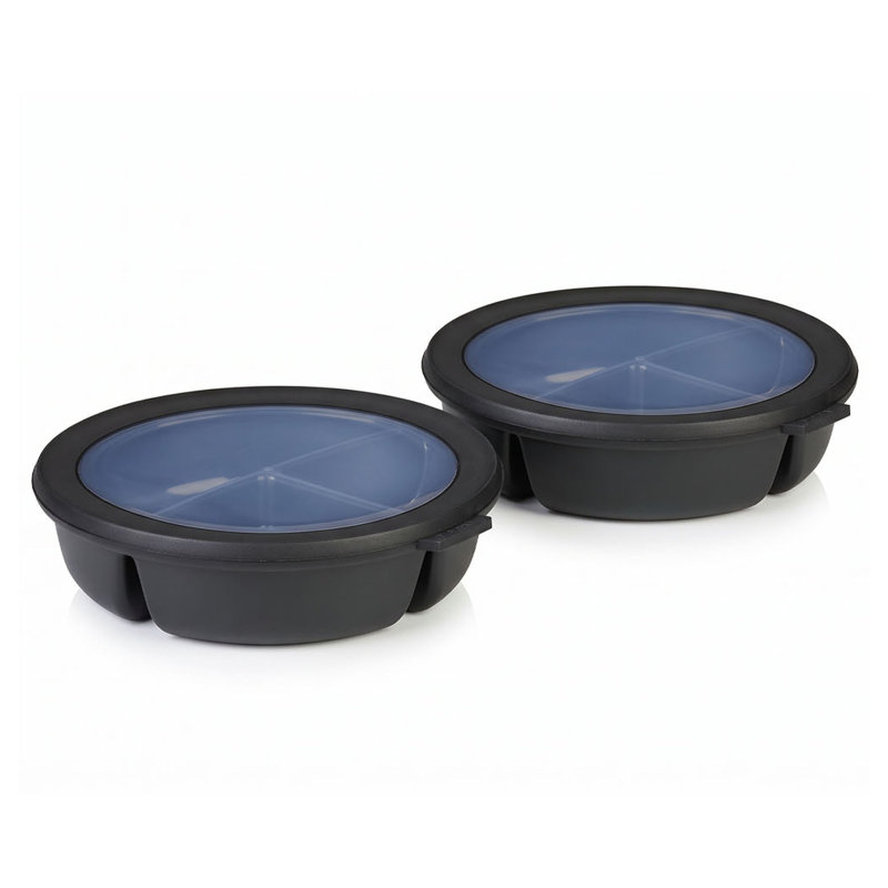 Cirqula Bento Bowl, 250+250+500ml, 2-Piece Set - Nordic Black, Green