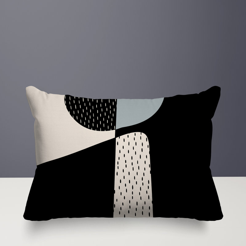 Coussin lombaire réversible intérieur / extérieur Vikka, H 14 po x l 20 po, Gris / noir / blanc cassé