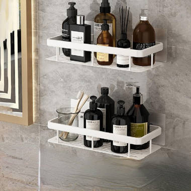 Rebrilliant Matthildi Shower Caddy Shower Shelves Self-Adhesive with 4  Hooks