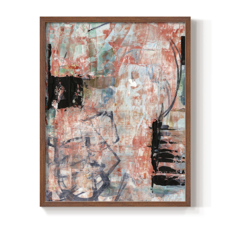 «Tangerine & Teal I», reproduction encadrée - bois massif, H 21 po x l 17 po, Noyer
