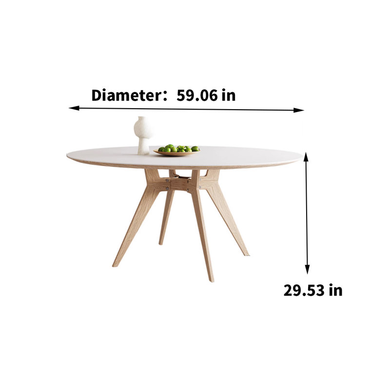 Nasteha Round Solid Wood Base Dining Table, 29.53"H x 59.06"L x 59.06"D