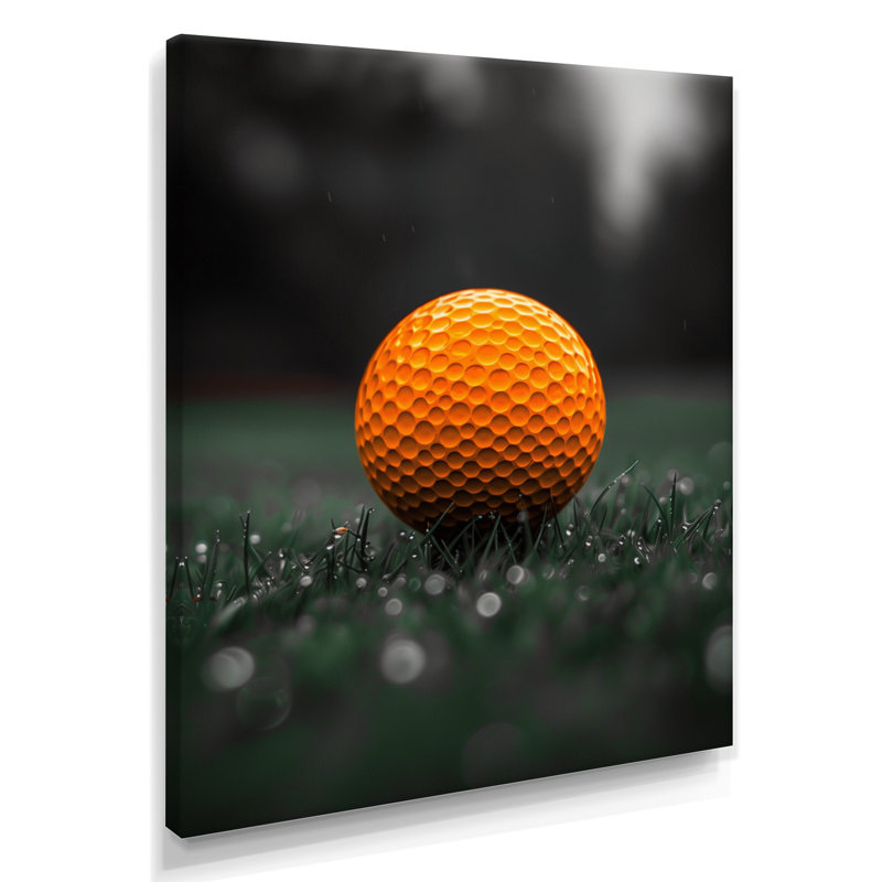  «Monicolore orange gris balle de golf II - art mural golf, H 32 po x l 24 po x P 1 po, Toile tendue
