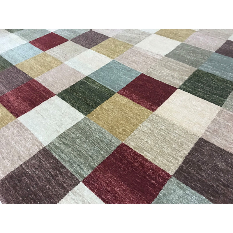 Tapis rouge et beige noué à la main de haute qualité