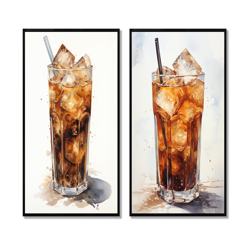 Ensemble de 2 impressions murales froides en verre froid, Cadre noir, H 40 po x l 41 po