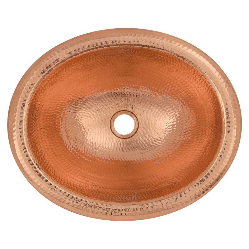 Lavabo de salle de bain ovale à double fixation brun cuivre fait à la main