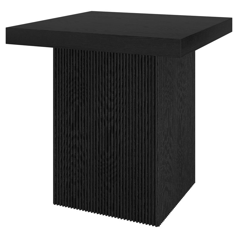 Torren 22in Wide Square Side Table in Alder Brown, Black Grain