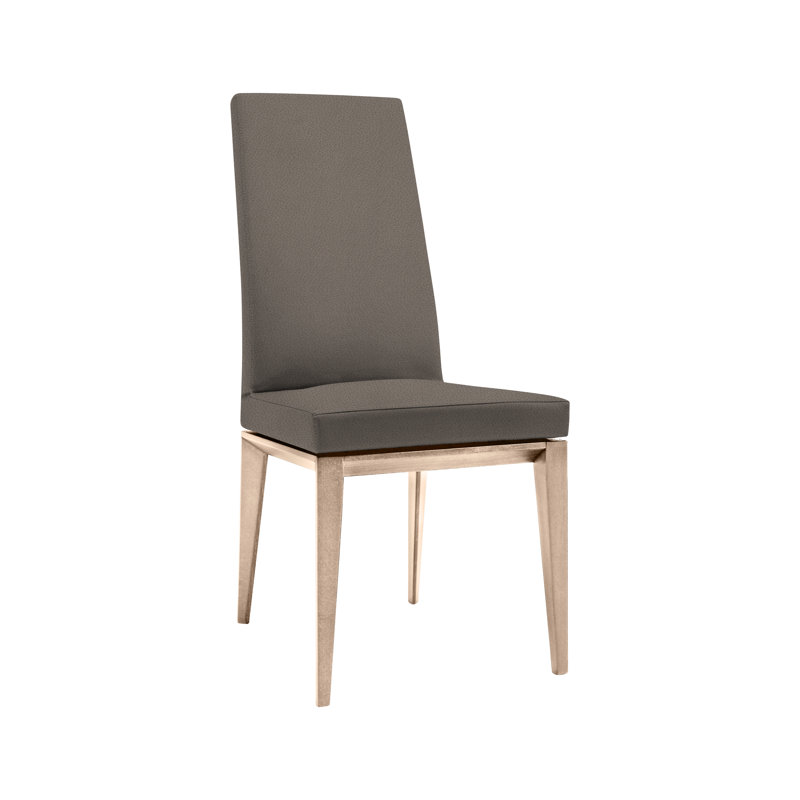 Bess Upholstered Dining Chair with Wooden Base, Optic White, Natural