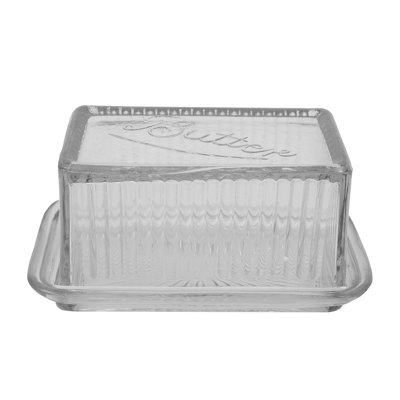 Pressed Glass Butter Dish with Lid