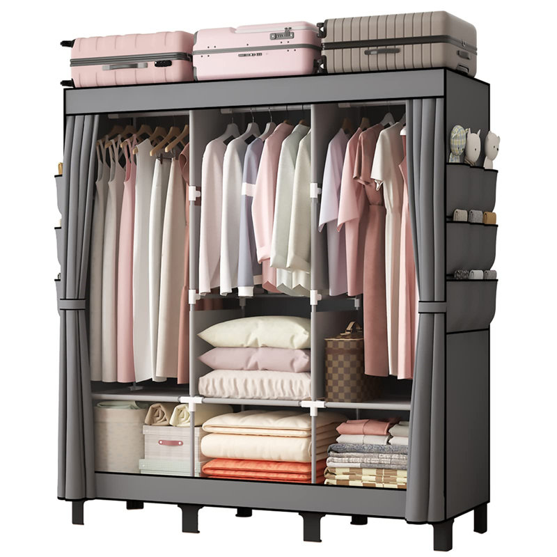 URBNLIVING Metal Wardrobe, Grey
