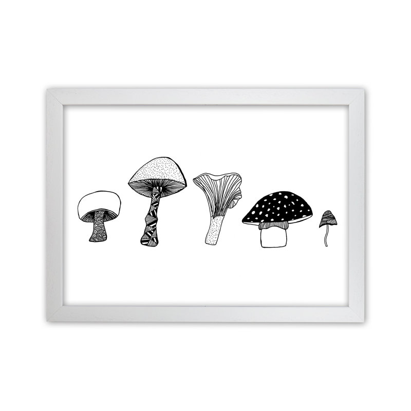 Mushrooms by Carissa Tanton - Print, 25cm H x 34cm W x 3cm D, White Framed