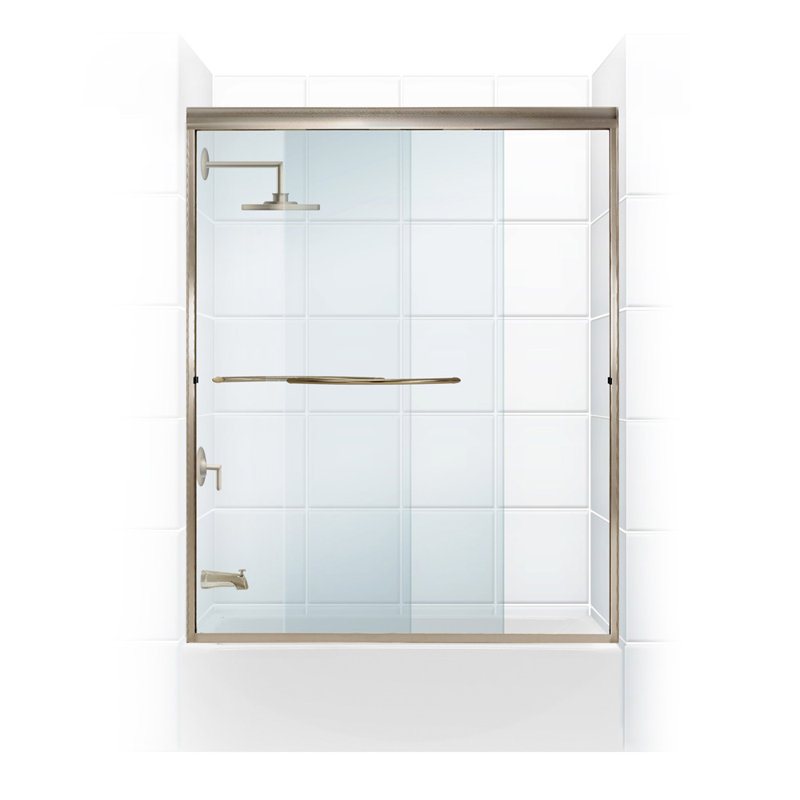 Porte de baignoire coulissante sans cadre 60 po x 58 po Paragon Series, Nickel brossé