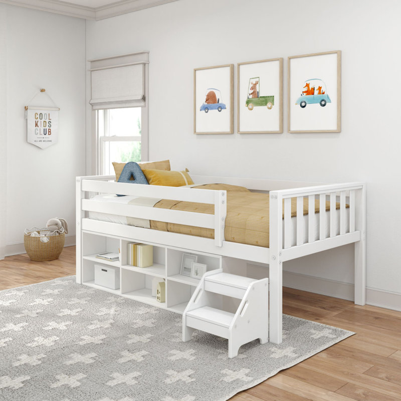Loft très bas avec bibliothèque Soren, Blanc