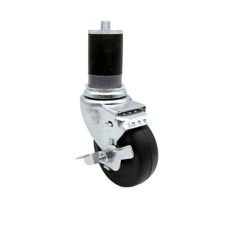 3.5 Inch Hard Rubber Wheel Swivel 1-5/8 Inch Expanding Stem Caster with Brake/SCC-EX20S3514-HRS-TLB-MTG47