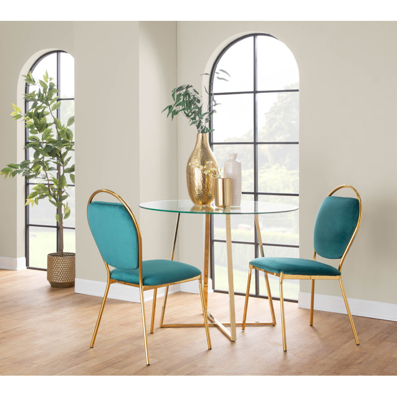 Kayda Velvet Upholstered Side Chairs, Green