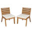 Ensemble de 2 chaises de patio en bois d'acacia massif, chaises d'appoint d'extérieur en teck avec coussins beiges lavables pour le jardin, la cour et la piscine