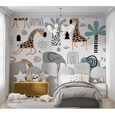 Murale pelez et collez de qualité supérieure - Animaux de safari ludiques
