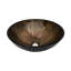 Lavabo vasque en verre trempé Amber avec bonde escamotable, motif de plumes centrales, facile à assembler dans la salle de bain, 16,5 po x