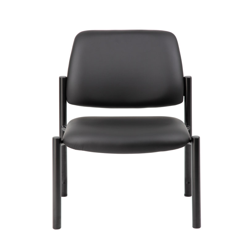 Sopris Vinyl Seat Reception Chair with Metal Frame, Black