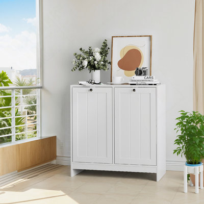 Tilted Laundry Hamper With Removable Baskets For Efficient Sorting And Space-Saving Storage.