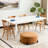 Modish Round Ottoman: Boucle Top With Splayed Rubber Wood Legs, Pumpkin Orange-1150213470