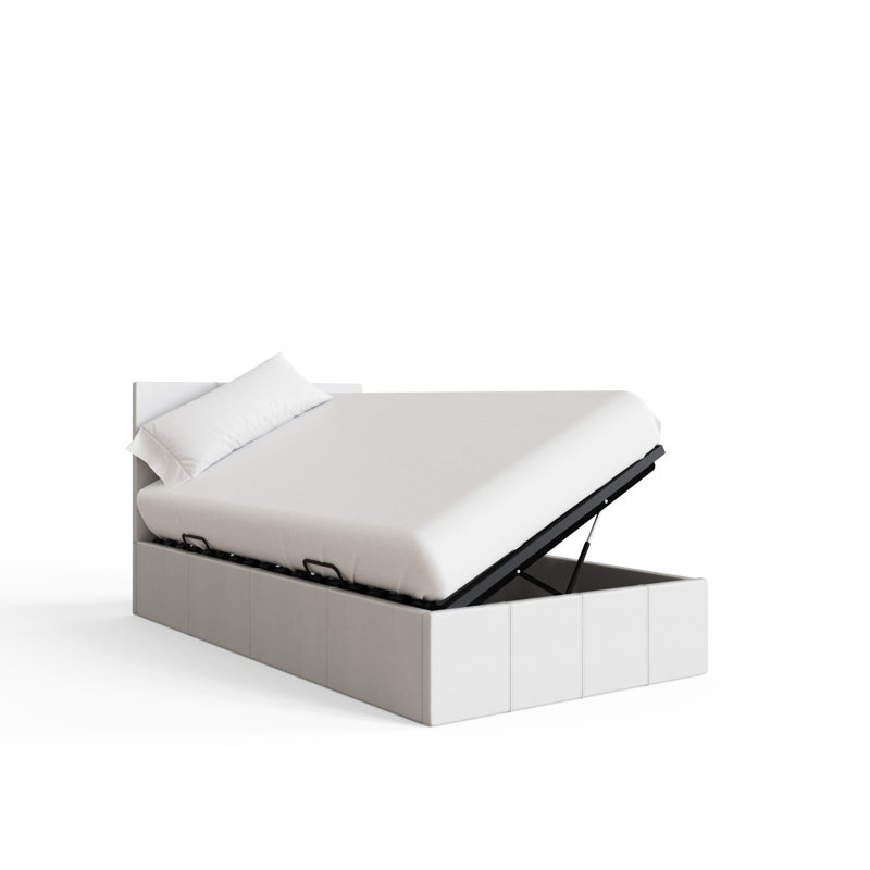 Basso Upholstered Ottoman Storage Bed, Single (3'), White